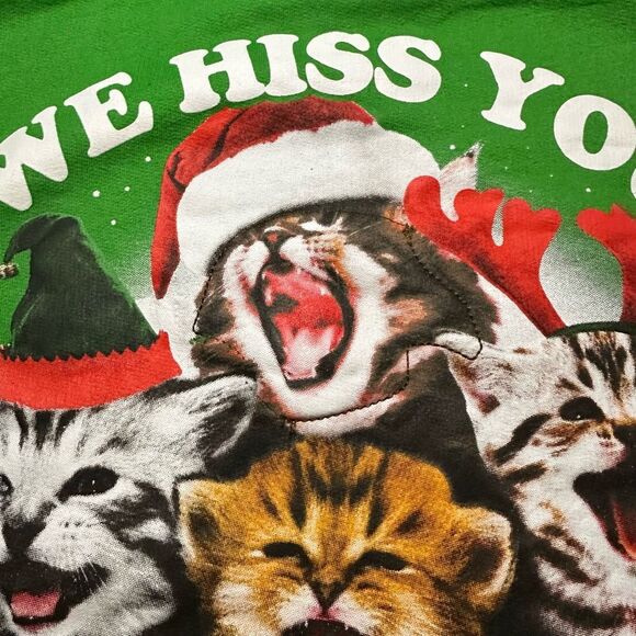 Ugly Christmas Sweater meowy cat Christmas sweater 2xl green - Picture 5 of 9